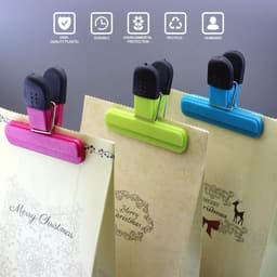 Bag Sealer Clips, 6 stuks voedselklemmen, grote en kleine maten, blauw, groen, rozerode kleuren, kunststof met roestvrij staal, robuuste luchtdichte afdichtingsgreep, geschikt voor thuis en — thumbnail 4