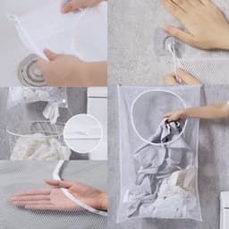 Wasmand met deksel - Wasmand 3 vakken - Wassorteerder - Waszakken - Waterdicht - Ruime capaciteit 77x50cm - Waszak — thumbnail 2