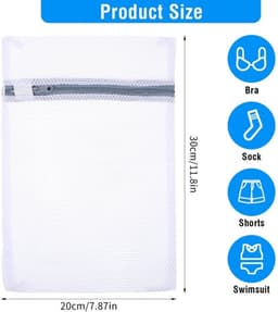 Dailygoods - Waszak - Netwaszakken - Ideaal voor delicate was - 30x20 cm en 40x30 cm - Polyester - Geschikt voor ondergoed en babykleding - 4 stuks — thumbnail 2