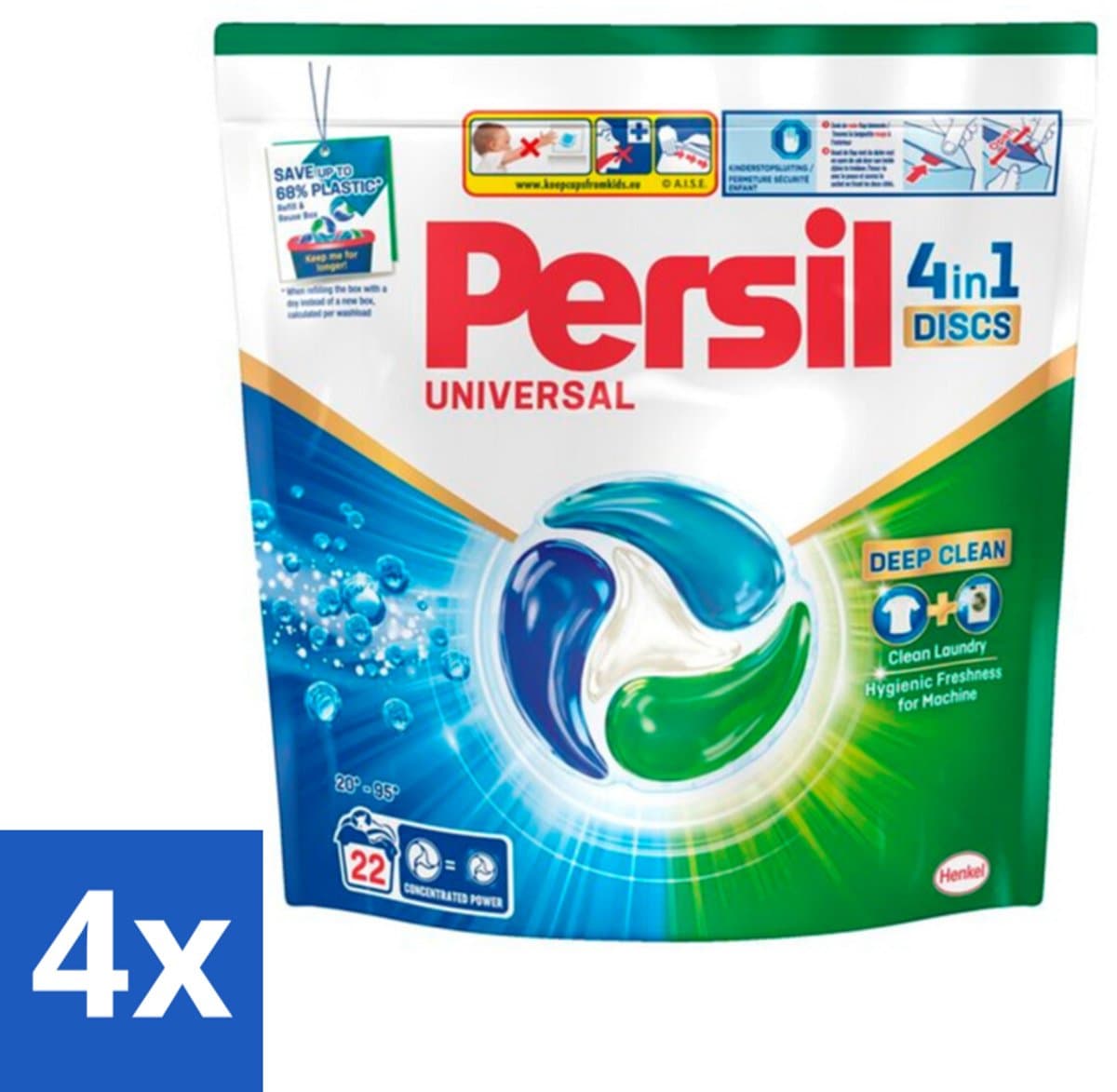 4 x Persil - Wasmiddel - Wasmiddelcapsules Discs Universal - Voor Witte Was - 22 wasbeurten - Wasmiddelen - Wascapsules - Witte Was - Vlekken Verwijderen - Wasmachine Schoon — afbeelding 1