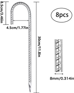 Omgoods - Set van 8 Grondankers en Tentpinnen van 30 cm voor Buiten — thumbnail 4