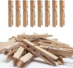 Houten Wasknijpers - Kleding Spelden - Kleding Drogen - Sterke Grip - 50 Stuks - Natuurlijk Hout — thumbnail 1