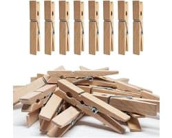 Houten Wasknijpers - Kleding Spelden - Kleding Drogen - Sterke Grip - 50 Stuks - Natuurlijk Hout