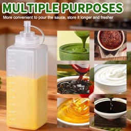 Knijpflessen brede hals, 1000 ml, sausfles met 2 flessenborstels en 2 trechters, doseerfles voor ketchup, warme sauzen, grillen, saladesauzen, olie — thumbnail 4