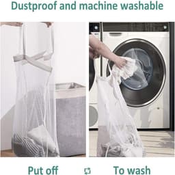 Grote opvouwbare wasmand met afneembare mesh zak en handvatten, ideaal voor vuile was in slaapkamer, badkamer en kinderkamer. — thumbnail 3