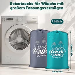 2 stuks waszakken voor reizen, waszak, groot, opvouwbare waszak, vuilwas, waterdicht, reizen, vuilwaszak, trekkoord - ShopVlot — thumbnail 4