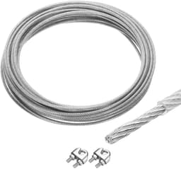 SnelShoppen - 10 m x 5 mm Staalkabel van Roestvrij Staal 304 met Spanslot en 2 Schroefspindels voor Ophangen van Wasrekken - Transparant, Duurzaam en — thumbnail 1