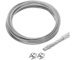 SnelShoppen - 10 m x 5 mm Staalkabel van Roestvrij Staal 304 met Spanslot en 2 Schroefspindels voor Ophangen van Wasrekken - Transparant, Duurzaam en
