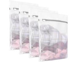 SnelShoppen - 4 Stuks Wasnet voor Wasmachine, Waszak 30 x 40 cm, Fijne Waszak voor Delicate Kleding, Ondergoed, Sokken, Reizen, Schoenen met Verborgen