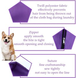 Waszak voor huisdieren - waszakje voor huisdieren - Grote waszakken voor huisdieren - voorkomt dat dierenhaar de wasmachine verstopt - voor honden, katten, paarden, konijnen - paars - 70*80 cm — thumbnail 2
