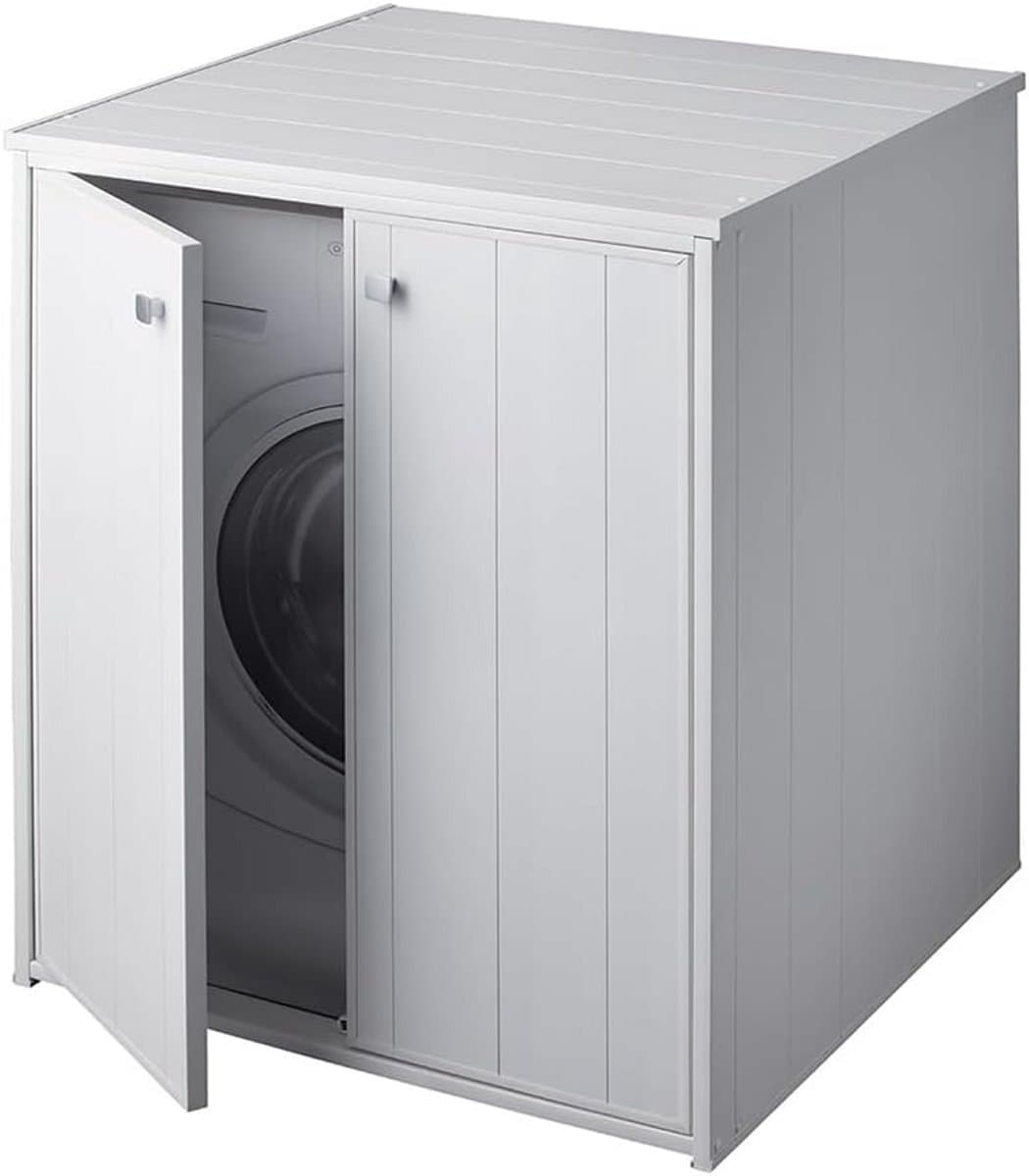 XXL Wasmachinekast Wit - Vochtbestendig met 2 Deuren - Binnen & Buiten Gebruik — afbeelding 1
