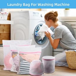 Gigicial Waszakken Van Gaas - Waszak Voor Fijne Was - Bescherming Tegen Klitten En Overloop 7-Stuks - Voor Delicate Kleding Roze — thumbnail 2