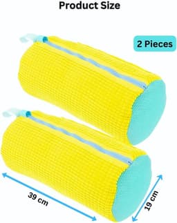 2 stuks-Waszakken voor Schoenen - Herbruikbare - Schoenenwaszak - Wasschoenenzak voor wasmachine en droger - deformatie reinigingsschoenenzak -Geel, Met Ritssluiting — thumbnail 5