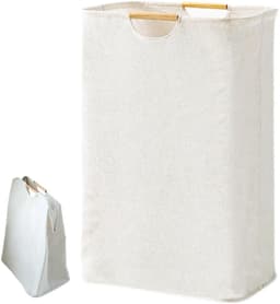 OKWISH Wasmanden - Opvouwbare Wasmand Wasmand Laundry Basket Stoffen Wasmand Met Hengsel Voor Slaapkamer En Badkamer, Grote Wasmand, Oxford-Stof, Wit — thumbnail 1