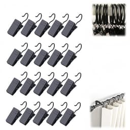 20 stuks - Gordijncliphaken - Kleine gordijnclips - Zwarte gordijnclips - Badkameraccessoires - Eenvoudig te installeren - Geschikt voor badkamers - Matzwart - 32*9,2 mm — thumbnail 1