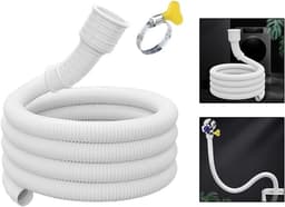 Uitschuifbare wasmachine afvoerslang waterverlengbuis met klem voor badkamer keukenapparatuur kunststof afvoerbuis wit (3 meter) — thumbnail 5