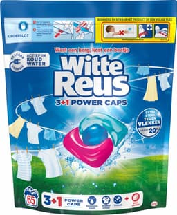 3 x Witte Reus - 3+1 Power Caps - Witte Was - 65 Wasbeurten - Grootverpakking - Wascapsules - Wit Wasgoed - Wasmiddel - Vlekkenverwijderaar - Energiezuinig Wassen — thumbnail 2