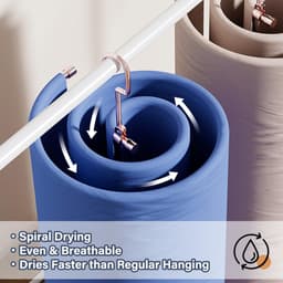 Spiraal droogrek voor kleding - Droogrek voor lakens - Ophangbaar droogrek voor kleding - Diameter 41,8 cm - Totale spiraallengte 2,2 m - Opvouwbaar - Geschikt voor het drogen van dekbedden, lakens en gordijnen - Wit — thumbnail 5