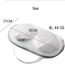 2 stuks waszakken voor bh's - Hoogwaardige, opvouwbare waszak met ritssluiting - Waszak van mesh voor ondergoed - Waszak voor de wasmachine - 30*21*5 cm - Voor thuisgebruik, voor het wassen en beschermen van ondergoed en bh's - Grijs-wit, blauw-wit — thumbnail 4