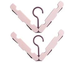 Wasrek inklapbaar - Wasrek Hangend - Draagbare opvouwbare hanger met haak - Ideaal voor op reis, kampeerders, reizigers en kleine ruimtes - Tweedelig pakket - Roze