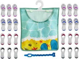 Set van 24 Zachte En Duurzame Wasknijpers Blauw — thumbnail 1