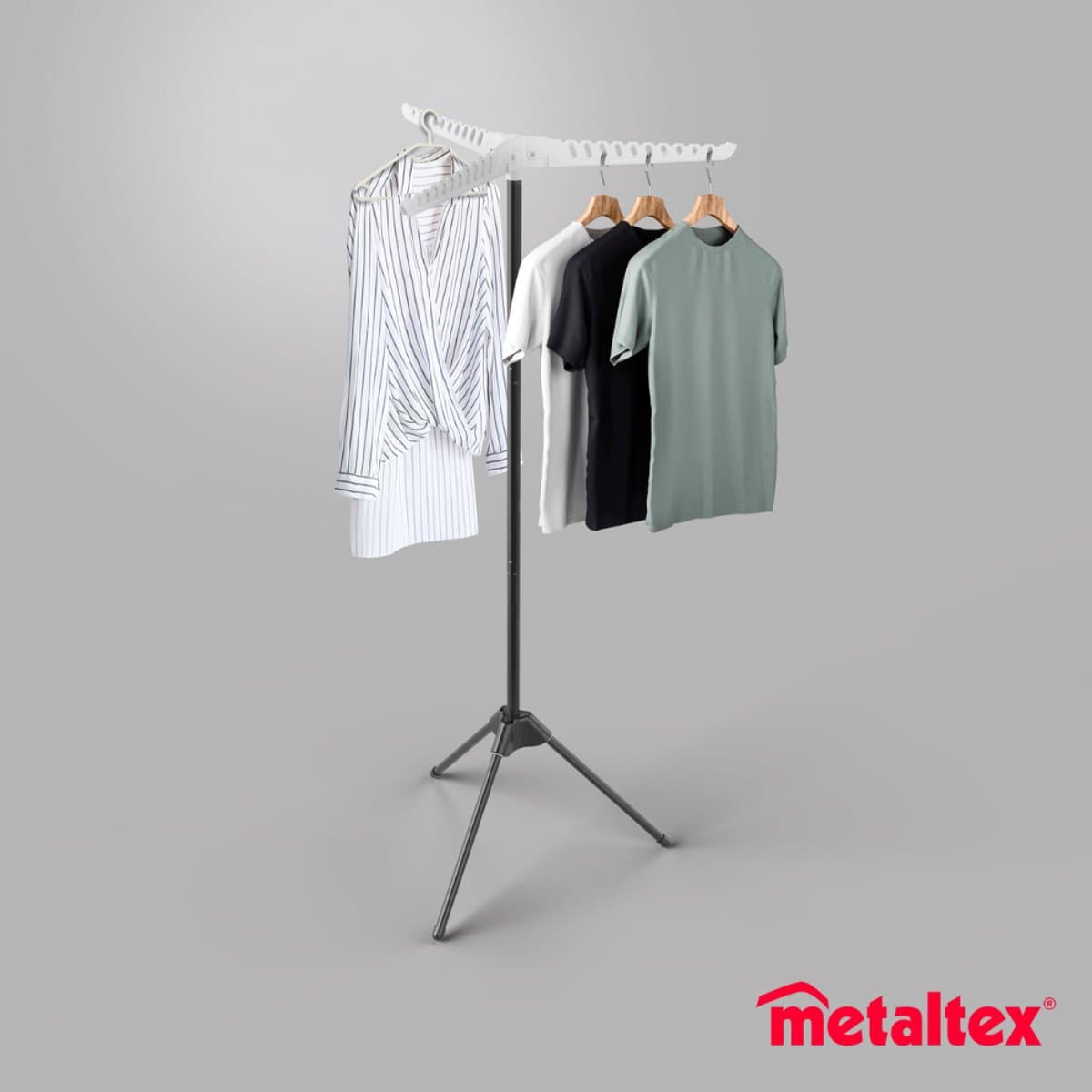 Metaltex - Droogrek Tri-Hang - Verstelbaar kledingrek - 150cm - Multifunctioneel - Inklapbaar - Voor 33 kledinghangers — afbeelding 1
