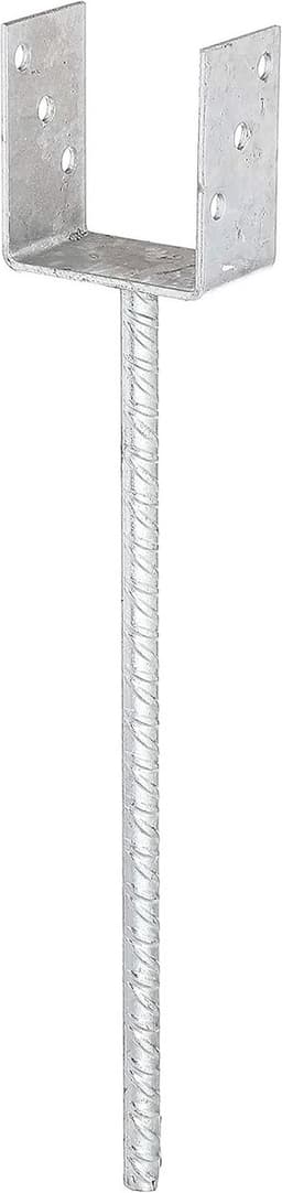 Alberts 212711 U-Post Holder with Reinforcement Steel Concrete Anchor Hot Galvanized Free Width 121 mm Length Concrete Anchor 400 mm — thumbnail 1