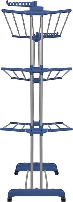 PIPIPOXER-Uitschuifbare Droogtoren-Droogrek – Inklapbaar Wasrek – Uitgerust met Wieltjes-Blauw — thumbnail 2