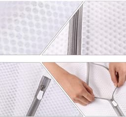 Gigicial Washzakken Van Honingraatgaas - Waszak Voor Delicate Stoffen - Beschermende Waszakken Met Rits - 3 Stuks - Wit Voor Reizen En Wassen — thumbnail 4
