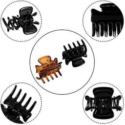 12 Stuks Kleine Haar Klauw Clips - Duurzame Mini Kaak Clips voor Kinderen en Volwassenen - Antislip Haarspeldjes in Zwart en Bruin — thumbnail 5