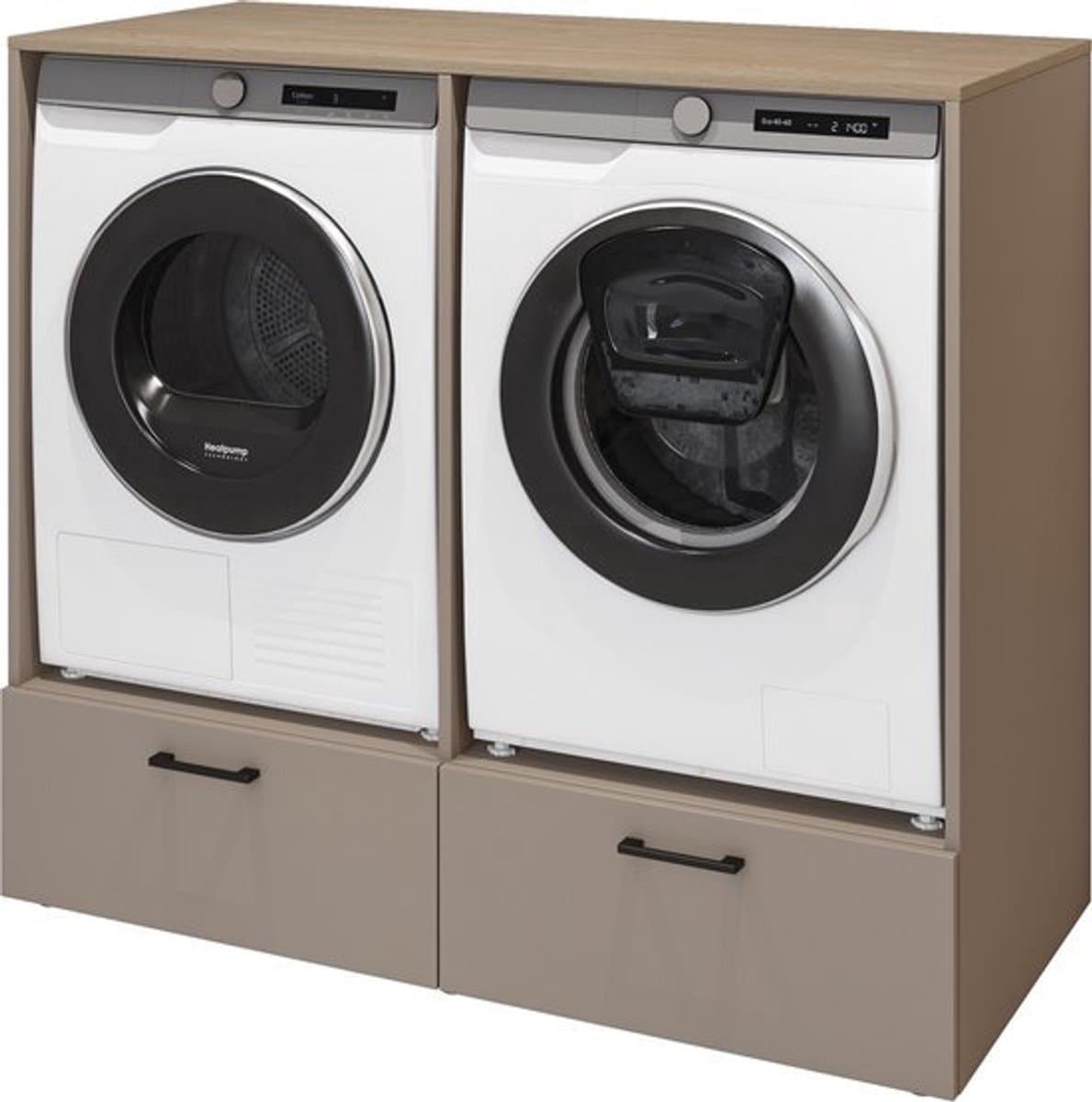Trendmeubel - Mielo Wasmachine en droger ombouw - Met lade - Beige — afbeelding 1