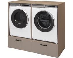 Trendmeubel - Mielo Wasmachine en droger ombouw - Met lade - Beige — afbeelding 1