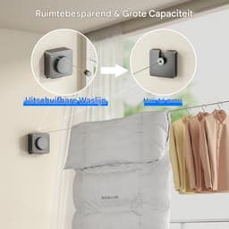 longziming -Uitschuifbare Waslijn - Grijs - 4,8m Dubbele Functie - Compact, Duurzaam & Weerbestendig — thumbnail 3