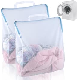 IMPERATORIS® Waszakjes voor Wasmachine - Bescherming voor Fijne Was en Schoenen - Mesh Wasnet met Rits - Voorkomt Slijtage - Set van 2 - Wit - 50 x 60 cm — thumbnail 1