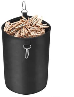 Wasknijperzak met Sluitkoord voor Maximaal 200 Knijpers - Opslagoplossing Binnen en Buiten, Zwart — thumbnail 1