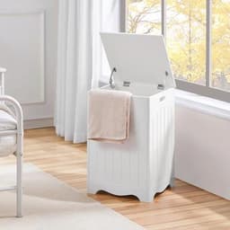Wasmand met deksel - Wasopberger - Kleding sorteren - Veiligheidscharnieren - 96 liter - Wit — thumbnail 5
