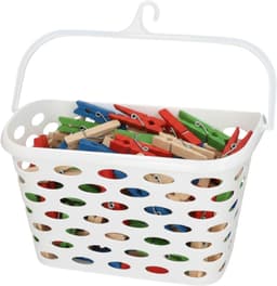 Plasticforte Wasknijpers ophang mandje aan haak - 25 x 15 x 20 cm - wit - kunststof - was ophangen — thumbnail 2