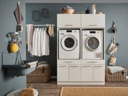 Laundry Duo® Wasmachinekast met Bovenkasten en Uittrekplanken - Ombouw voor Wasmachine en Droger - Verhoogkast - Hoogte 200cm - Wit — thumbnail 1