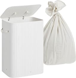 Wasmand met deksel - 80 liter - opvouwbaar - wit — thumbnail 1