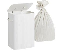 Wasmand met deksel - 80 liter - opvouwbaar - wit