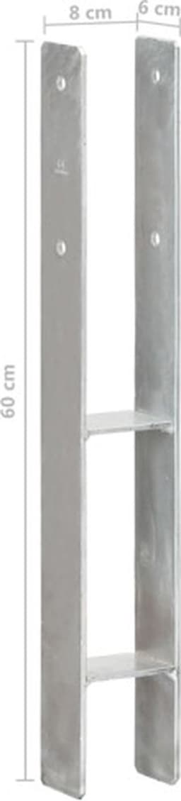 vidaXL - Grondankers - 2 - st - 8x6x60 - cm - gegalvaniseerd - staal - zilverkleurig — thumbnail 5