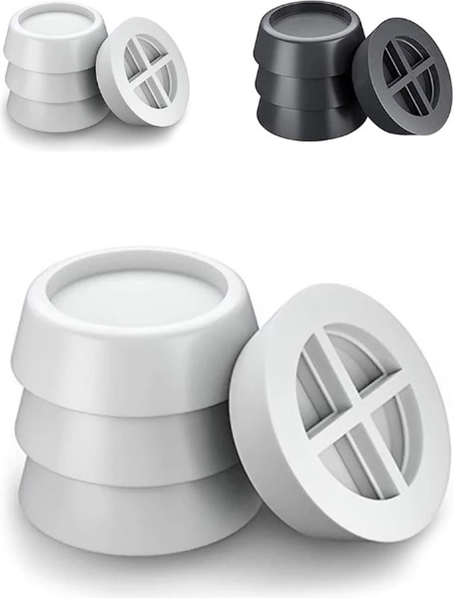 Trillingsdempers wasmachine – Set van 4 stuks – Wit - Voetjes wasmachine & droger - Wasmachine demper – Anti trillings / vibratie dempers pads – Antislip rubber – Trillingsmat – Antislipmat - Schokdempers wasmachine — afbeelding 1