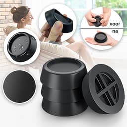 Trillingsdempers Wasmachine & Droger – Set van 4 stuks – Zwart - Wasmachine Geluidsdempers / Vibratiedempers – Pads / Voetjes – Antislip rubber - Extra dik — thumbnail 5