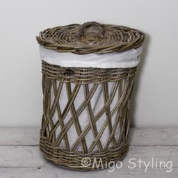 Wasmand - Rond - Open - Met binnenzak - Riet - Rotan - Dia38xH48 cm — thumbnail 3