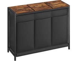 ACAZA Wasmand - Wasmand Met Deksel - 3 Vakken - 160 L - 95 x 33 x 71cm - Vintage Bruin en Zwart — afbeelding 1