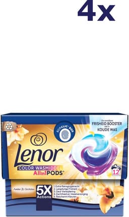 Lenor All in 1 Wasmiddel Pods - Gouden Orchidee - Waspods - 4 x 12 Wasbeurten Voordeelverpakking — thumbnail 5