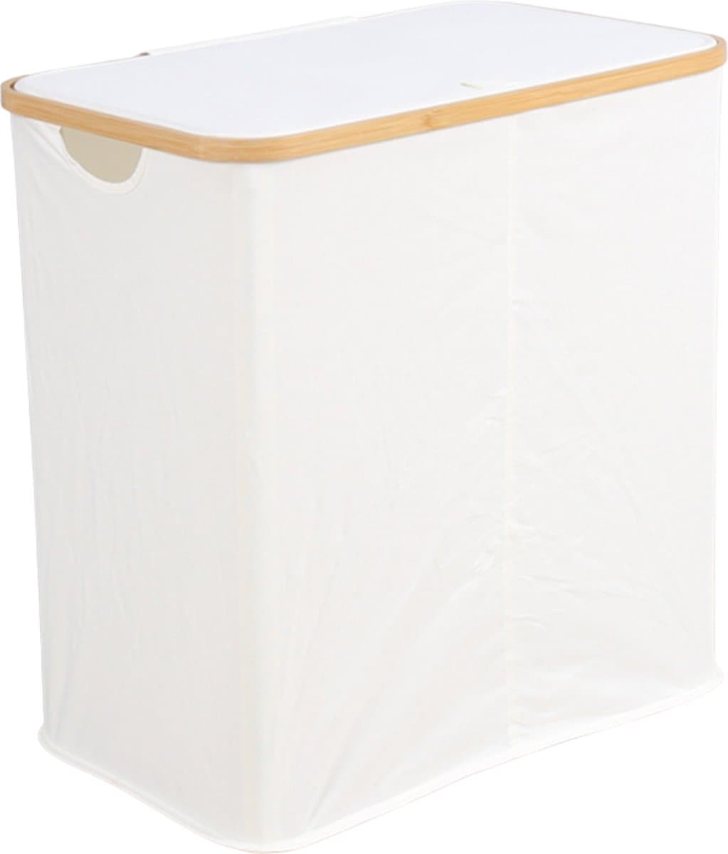 Livano Wasmand 2 Vakken - Wassorteerder - Laundry Basket - Bag - Wit - 100 Liter — afbeelding 1