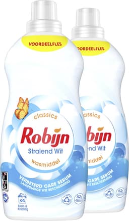Robijn Klein & Krachtig Classics Vloeibaar Wasmiddel - Stralend Wit - met Care Serum - 2 x 34 wasbeurten - Voordeelverpakking — thumbnail 2