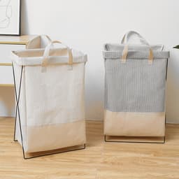 Lexorion Engels -Wasmand - Wasmanden - Wasmand Inklapbaar - Opvouwbare Wasmanden - 36cm x 28cm x 59cm - Ijzeren Pijpenrek — thumbnail 3