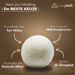 Tiny Panda - Wasbollen - Droger Ballen XL 6 stuks inclusief lavendelolie – Zero waste Dryer Balls - Duurzaam – Wasverzachter – Herbruikbare Drogerballen – Droogt de was sneller — thumbnail 3